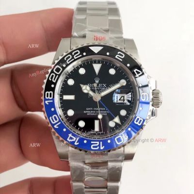 NEW UPGRADED Rolex GMT-Master II Black&Blue Ceramic 904L Watch Swiss Eta3186